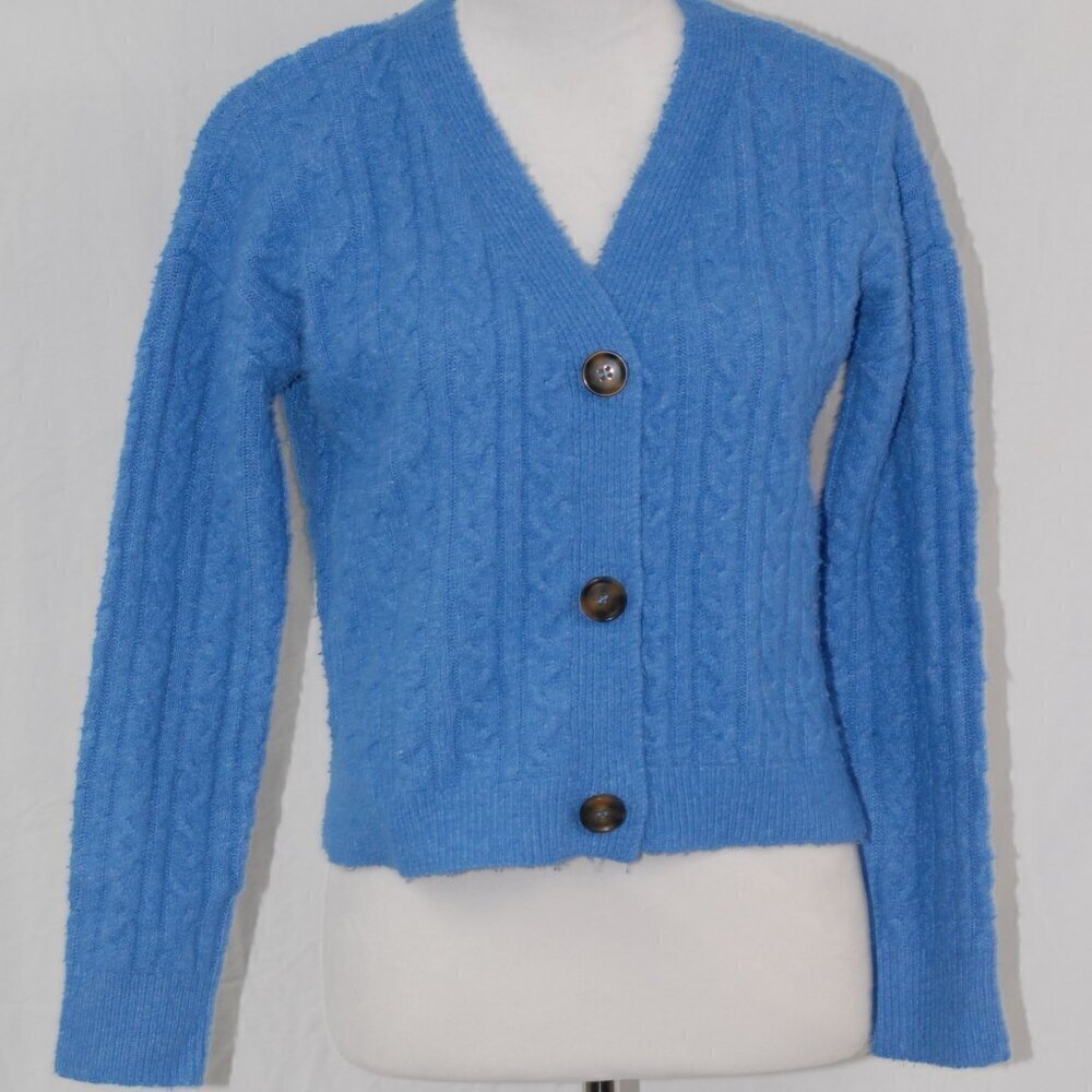 Pink Rose Womens Small Sweater Cardigan with Buttons Cropped GUC 19” pit to pit